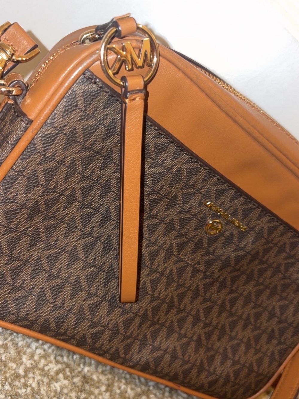 Michael Kors Brown & Tan Signature Crossbody Bag